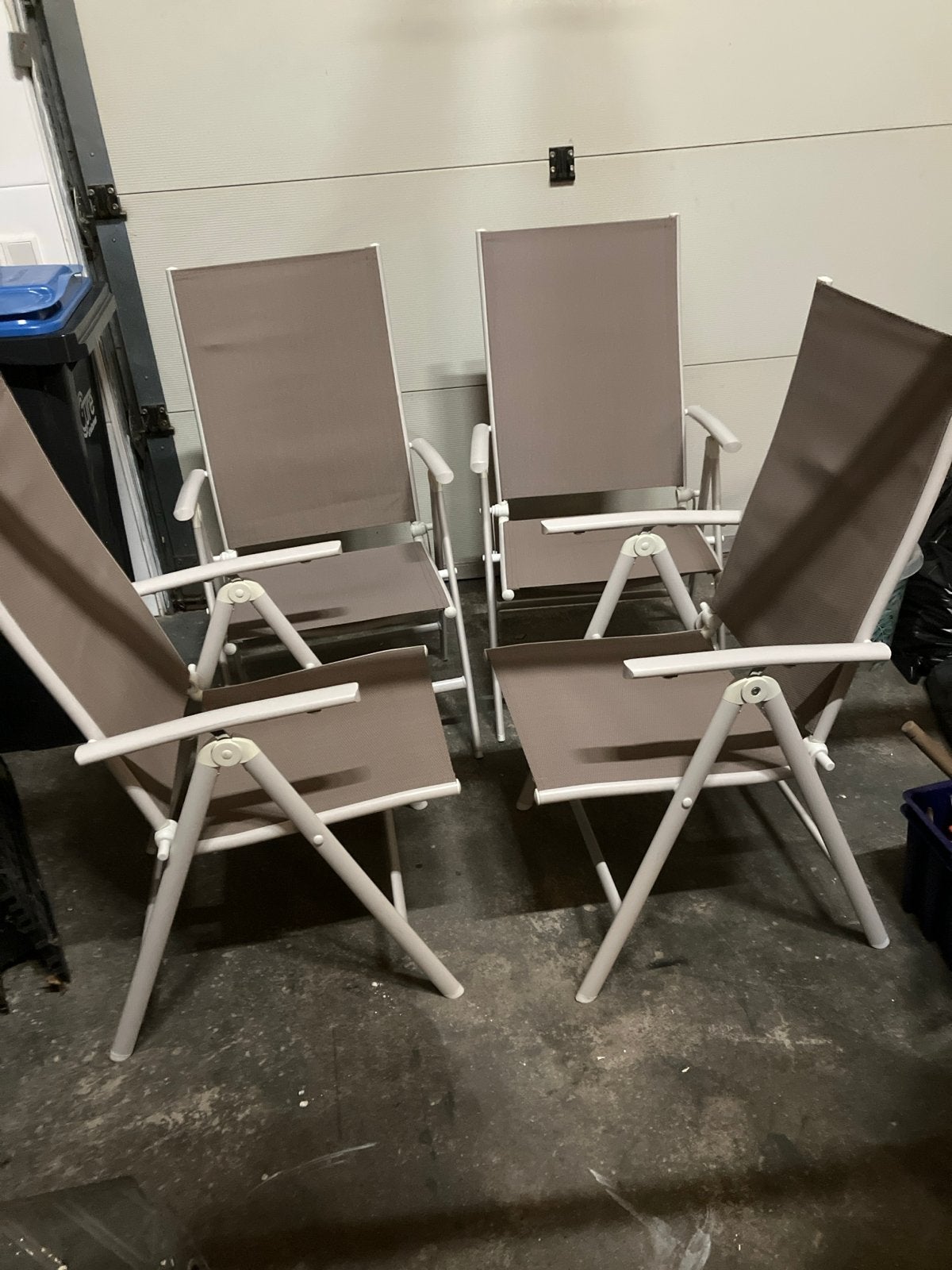 4x Verstelbare Tuinstoelen - taupe/beige, Ophalen, Zo goed als nieuw, Metaal, Inklapbaar