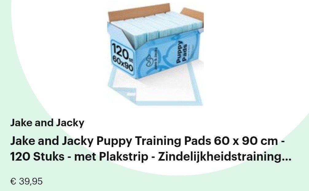 Jake and Jacky Puppy Training Pads 60 x 90 cm, Dieren en Toebehoren, Ophalen, Nieuw