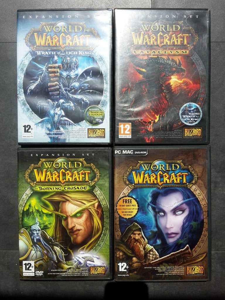 PC Game Set - World of Warcraft + 3 Expansion Sets, 1 speler, Ophalen of Verzenden, Zo goed als nieuw, Role Playing Game (Rpg)
