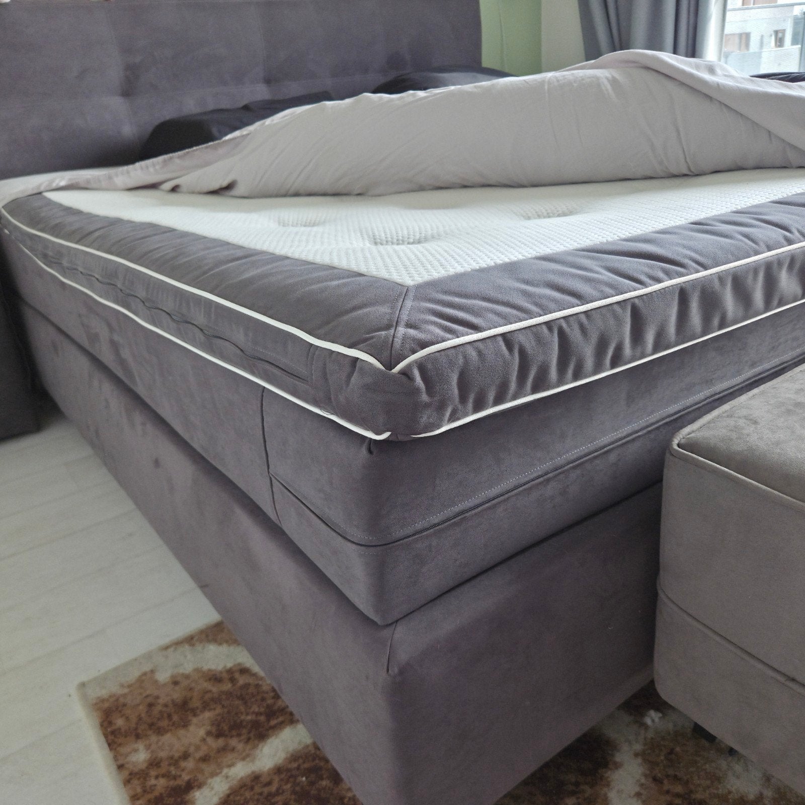 Boxspring 200x210 met groot matras, Ophalen, Gebruikt, 210 cm, Tweepersoons