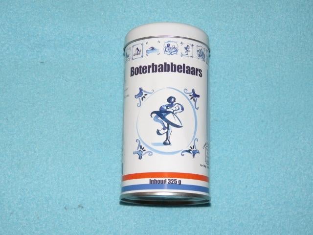 Blik van boterbabbelaars met oud-Hollandse afbeeldingen, Ophalen of Verzenden, Zo goed als nieuw, Overige