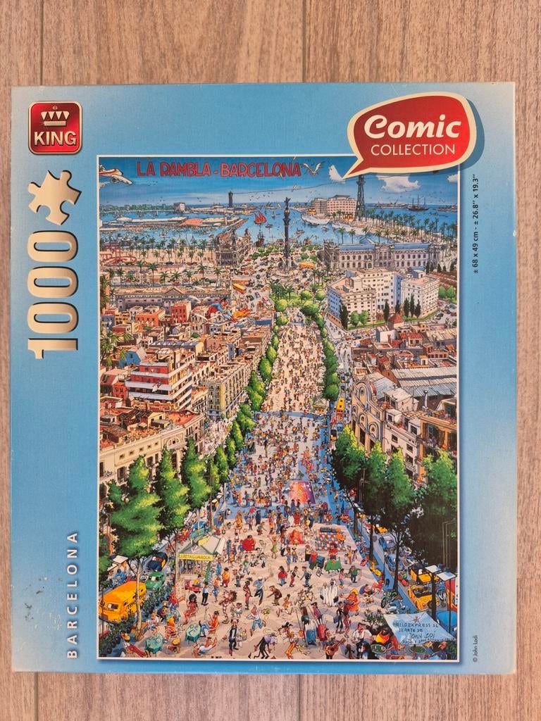 King Puzzel  - Barcelona  - La Rambla - 1000, Ophalen of Verzenden, 500 t/m 1500 stukjes, Zo goed als nieuw, Legpuzzel