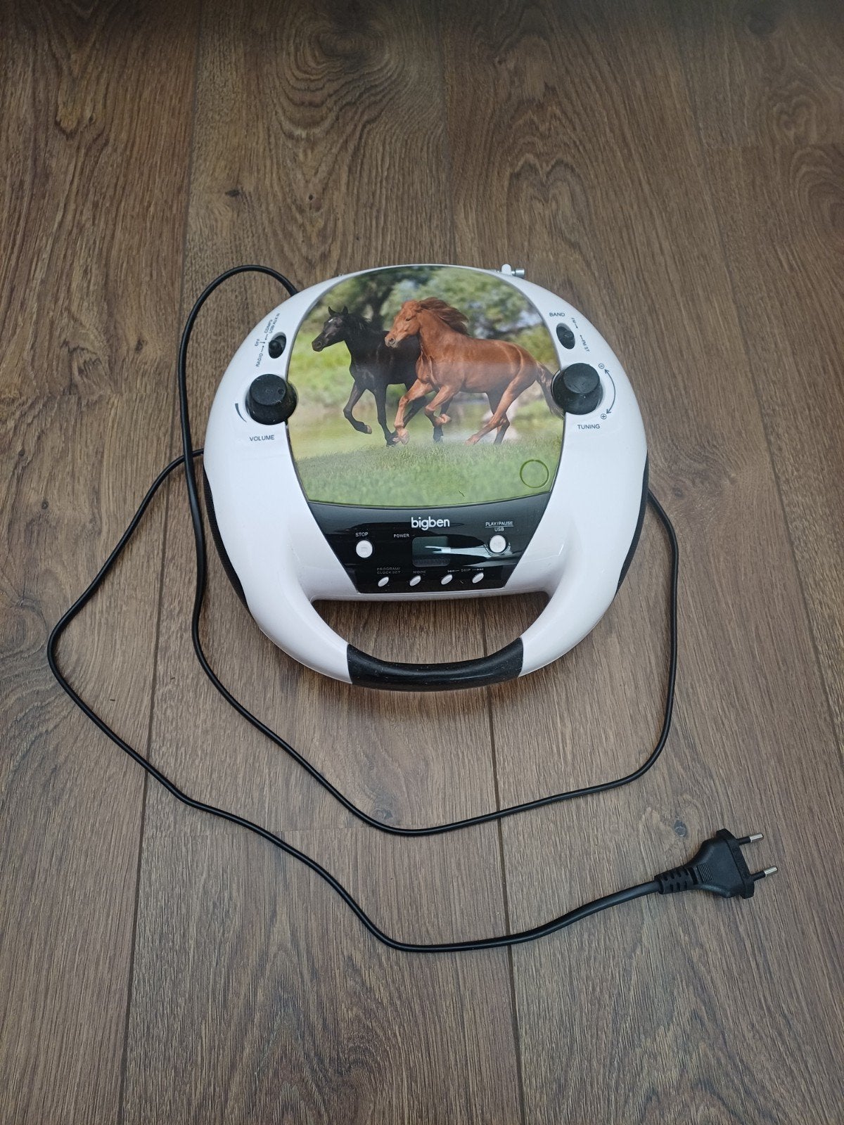Bigben draagbare radio/cd-speler met paarden design, Ophalen, Zo goed als nieuw, Radio, Met cd-speler