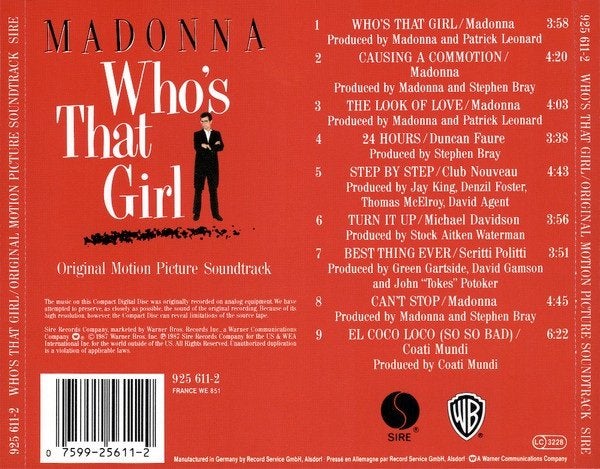 Madonna – Who's That Girl CD 925 611-2, Verzenden, Pop, Album