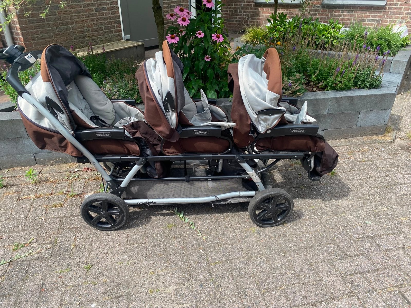 Peg Perego Triple Buggy - Ideaal voor drieling/grote gezinne, Gebruikt, Duowagen, Ophalen, Kinderwagen