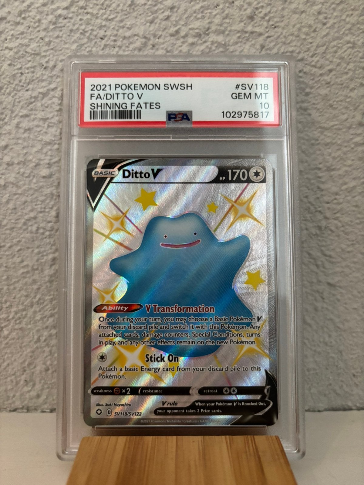 Pokémon Ditto V Shiny Vault SV118 – PSA 10 Gem Mint, Ophalen, Nieuw, Losse kaart