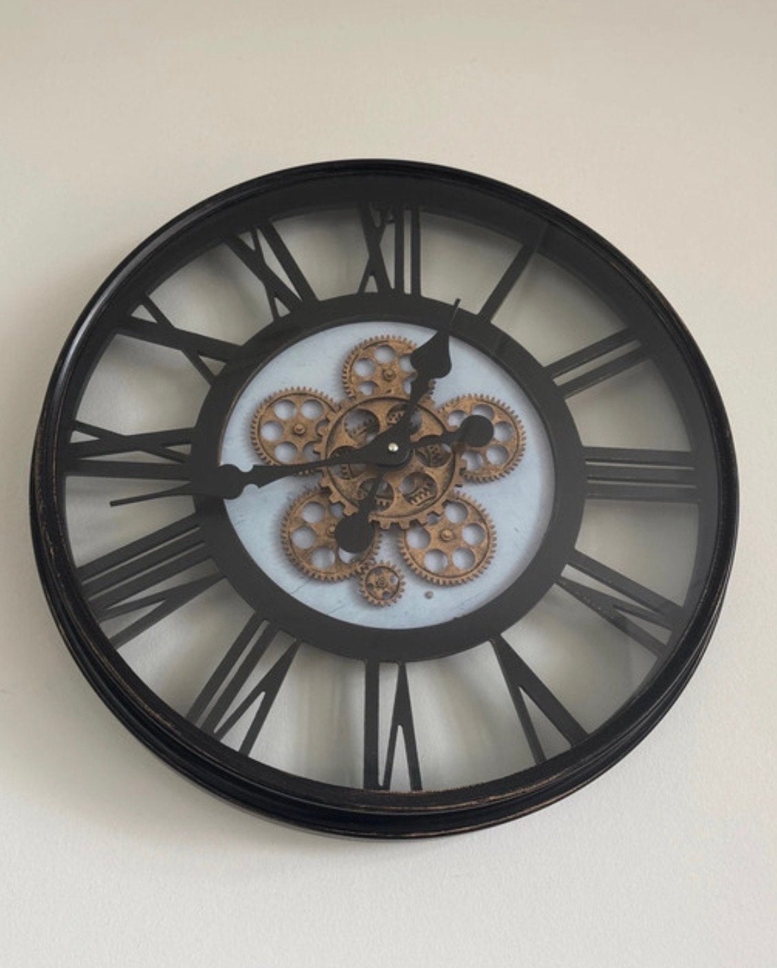 Wandklok Loods 5 - Zwart/Goud, Analoog, Werkt op batterijen, Ophalen of Verzenden, Overige merken