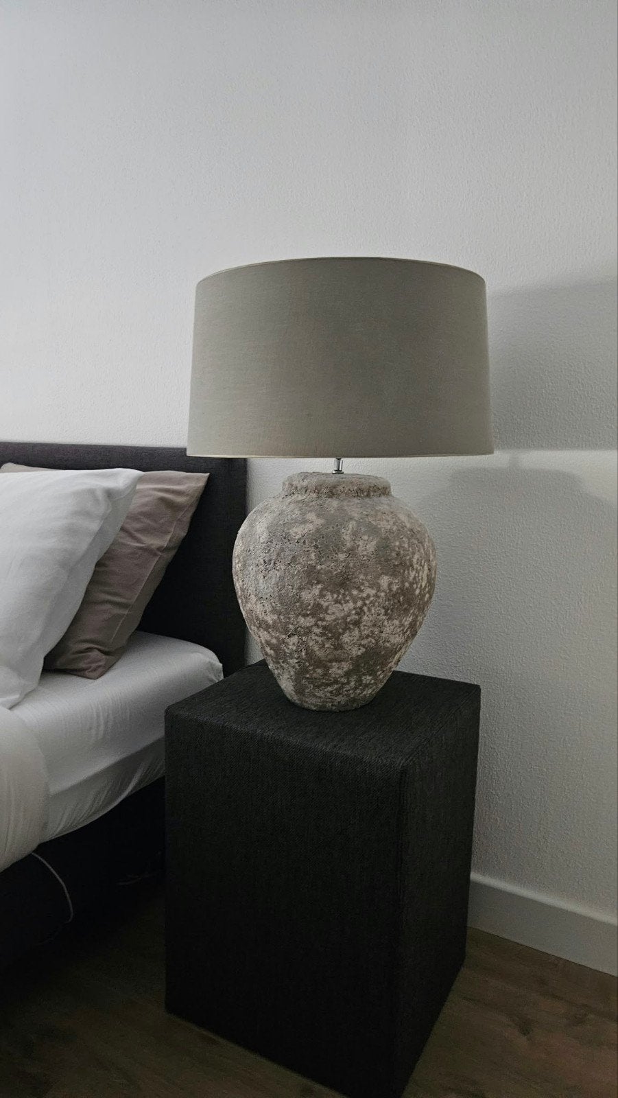 2 kruiklampen, kleur taupe, Huis en Inrichting, Ophalen, 51 cm, Tafellamp, Rond