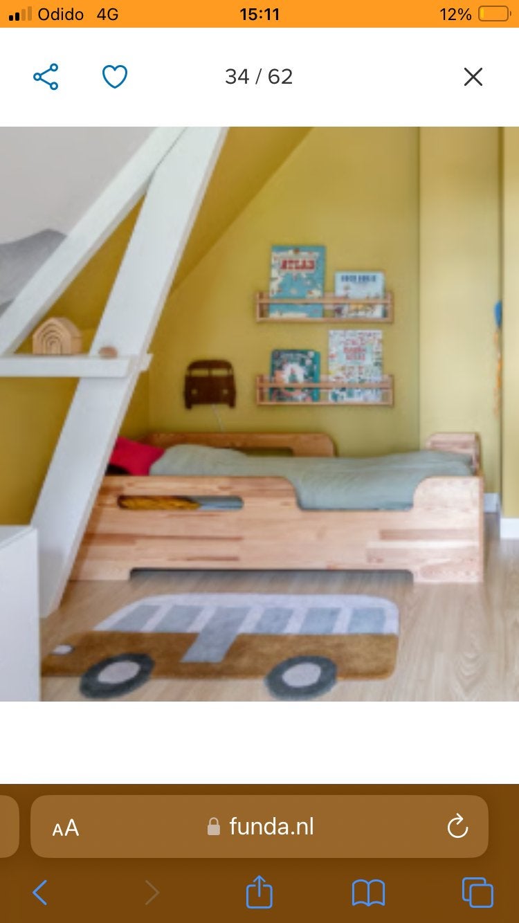 Petit Puk peuter/kleuterbed 70x160 - Onbewerkt hout, Gebruikt, Beige, Hout, Eenpersoons