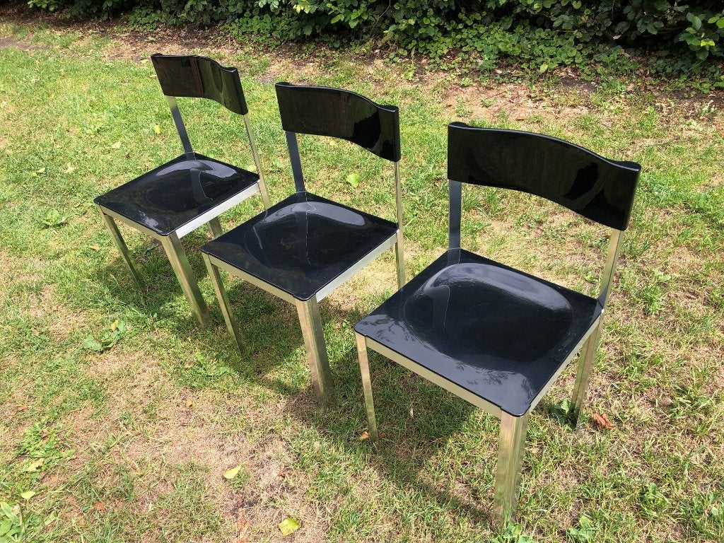 3 seventies Caimi Export stoelen, Huis en Inrichting, Ophalen, Gebruikt, Drie, Zwart