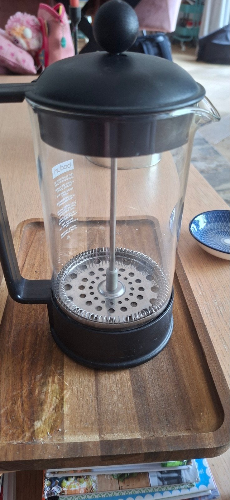 French press bodum 1 liter, 1 tot 2 liter, Ophalen of Verzenden, Zo goed als nieuw, Rvs