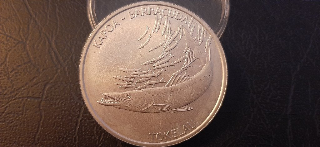 1 Oz Zilver BARRACUDA 2017 TOKELAU BU $5, Ophalen of Verzenden, Goud