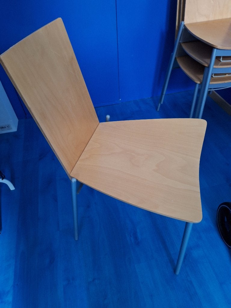 4 houten eethoek met metalen onderstel ikea assar izgs, Huis en Inrichting, Stoelen, Ophalen, Gebruikt, Overige kleuren, Vier