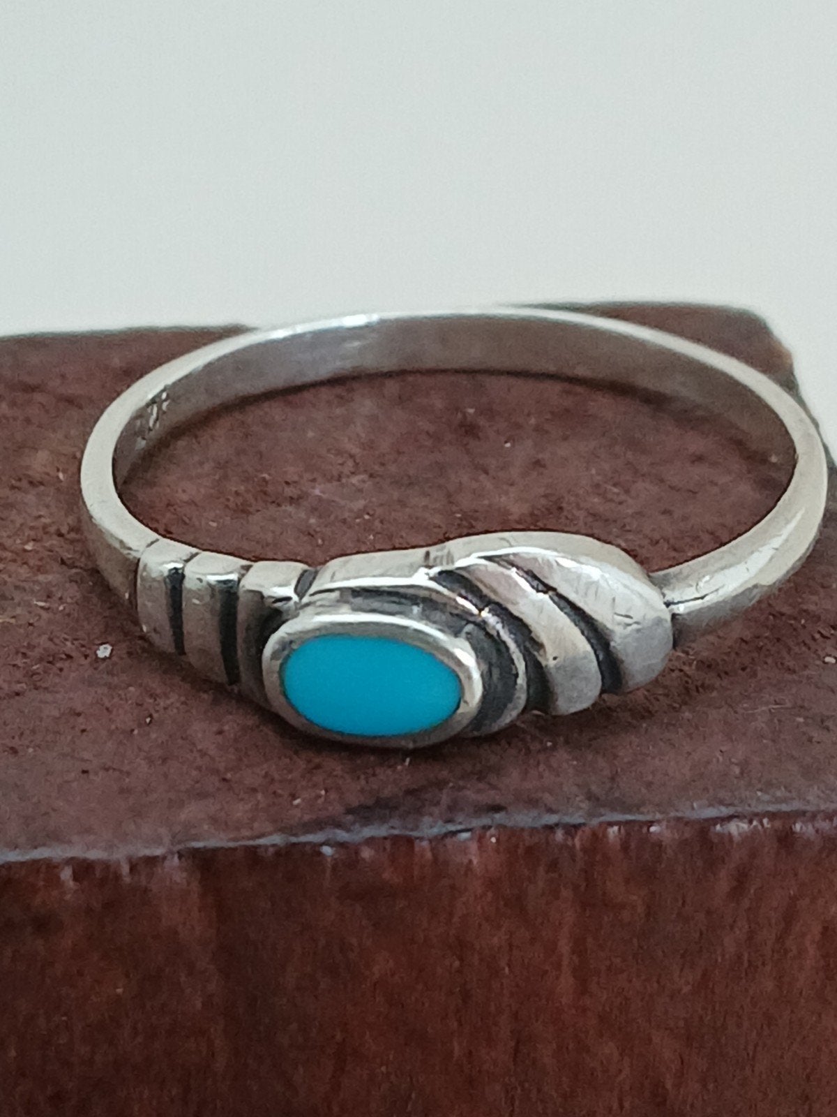 Zilveren Ring met Turkoois Steen - Maat 19.57, Sieraden, Tassen en Uiterlijk, Ringen, Gebruikt, 19 tot 20, Ophalen of Verzenden