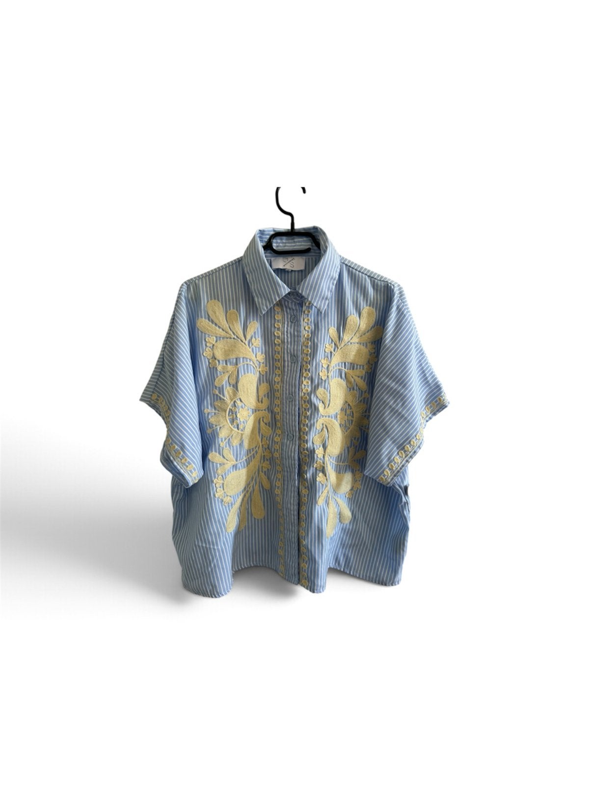 Zara gestreepte blouse met borduursel, Verzenden, Nieuw, Maat 36 (S), Blauw