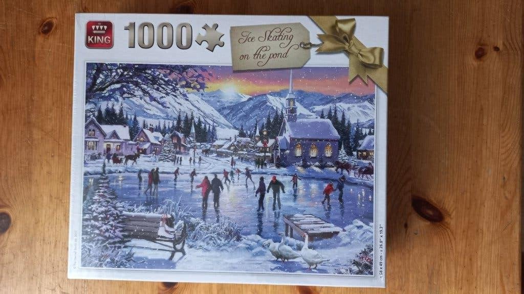 puzzel van 1000 st. Ice Skating on the pond (Nieuw in folie), Ophalen of Verzenden, 500 t/m 1500 stukjes, Nieuw, Legpuzzel