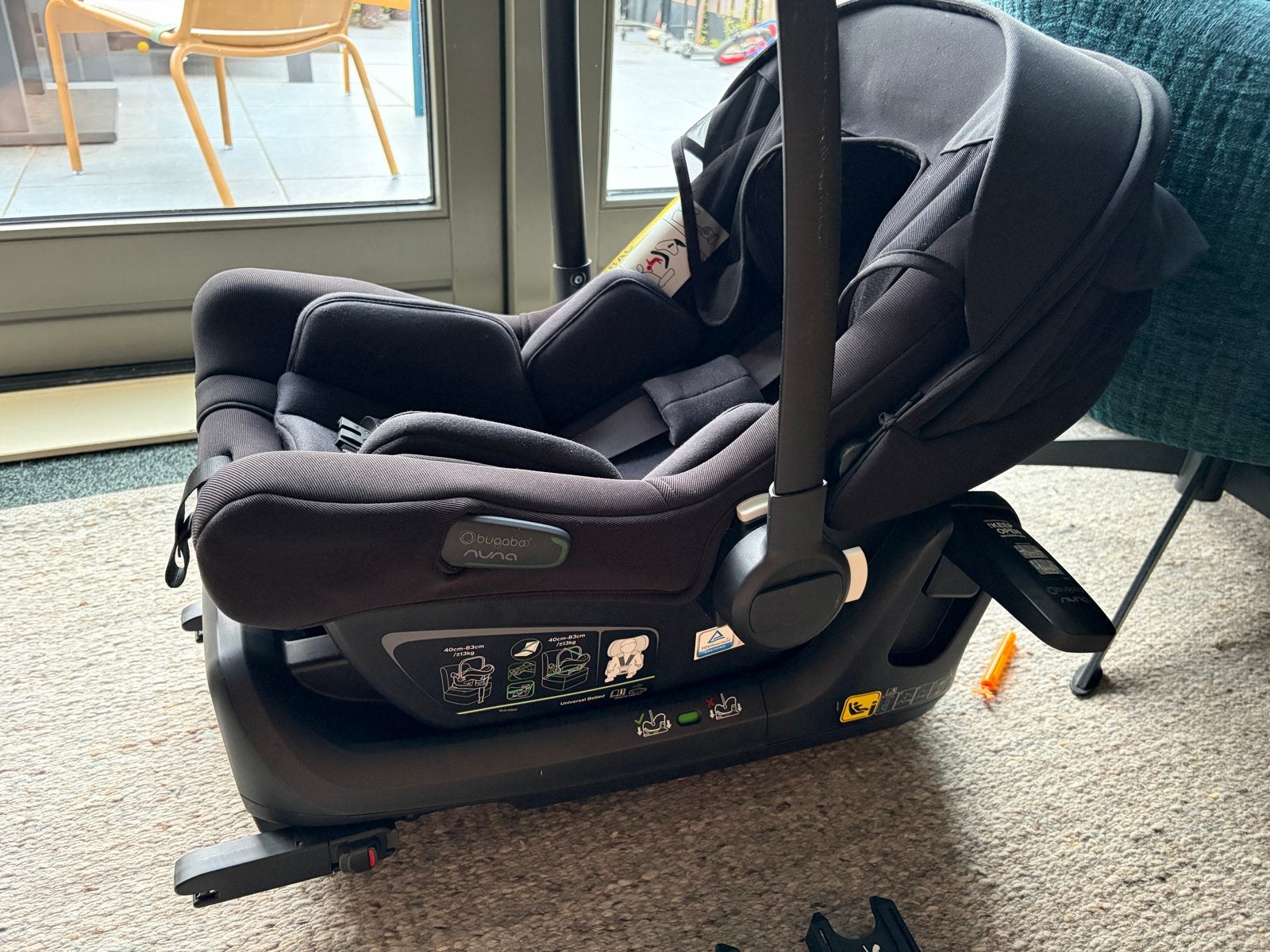 Bugaboo Turtle Air by Nuna autostoel met Isofix base, Kinderen en Baby's, Autostoeltjes, Zijbescherming, Zo goed als nieuw, Isofix