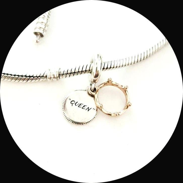 Pandora zilver hanger Queen en rose goud Kroon 788255, Pandora, Ophalen of Verzenden, Zo goed als nieuw, 1 bedel