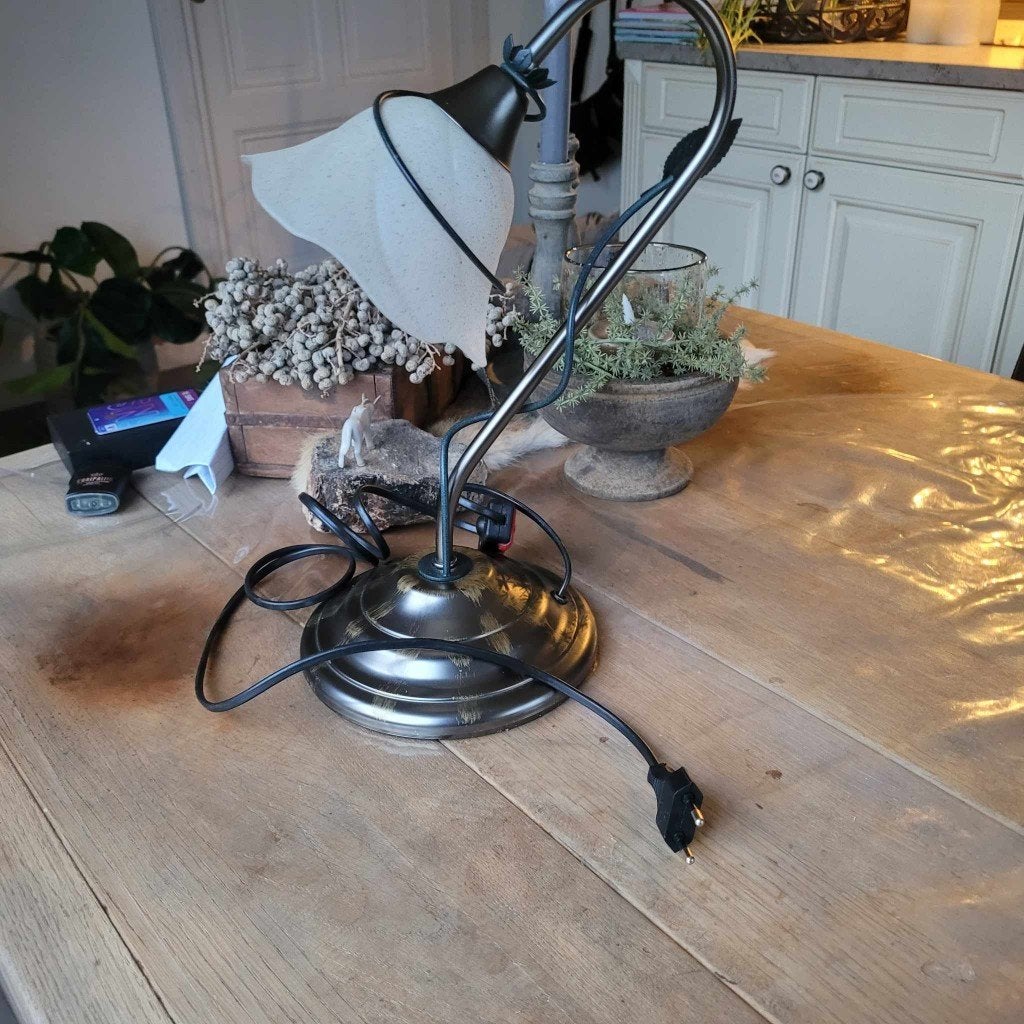 Vintage Sneeuwklokje Tafellamp | Jaren '90 Art Nouveau Stijl, Huis en Inrichting, Gebruikt, E14 (klein), Ophalen of Verzenden