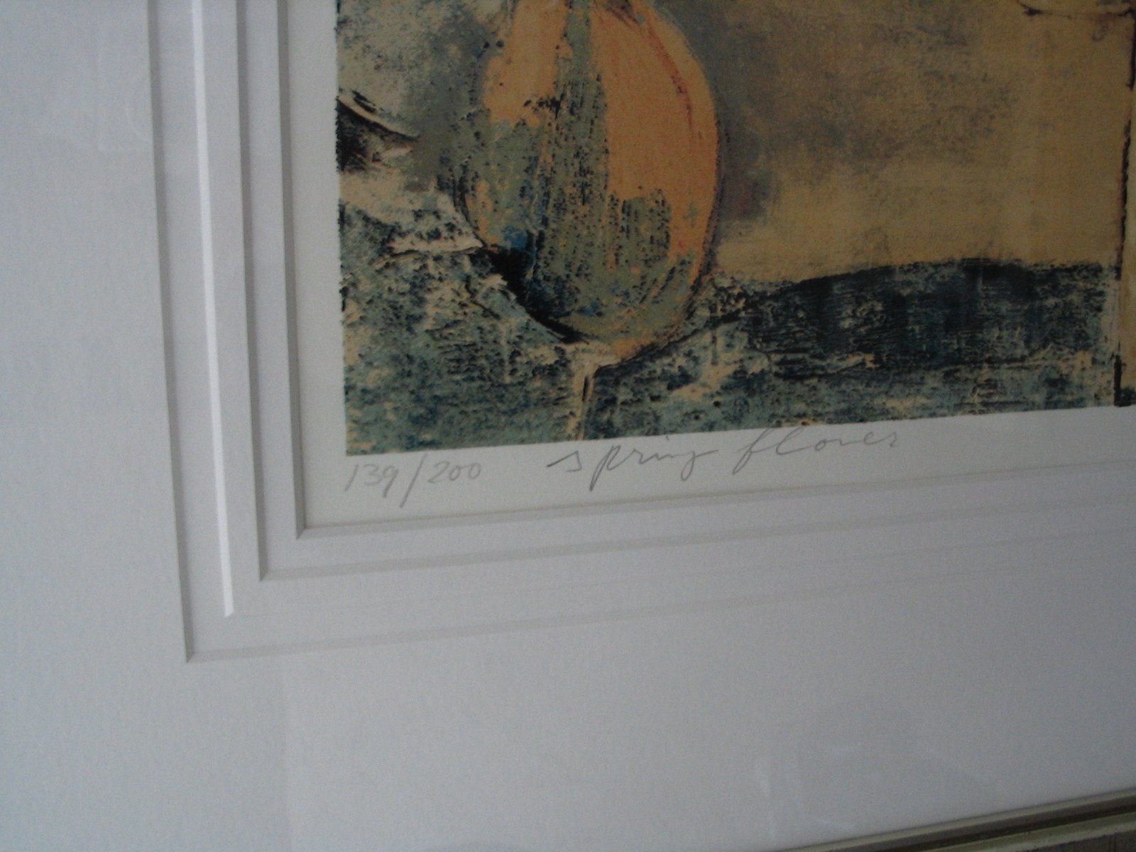 Abstracte Lithografie 'Spring Flowers' - Genummerd en Ingeli, Antiek en Kunst, Kunst | Etsen en Gravures, Ophalen, Dagelijks leven