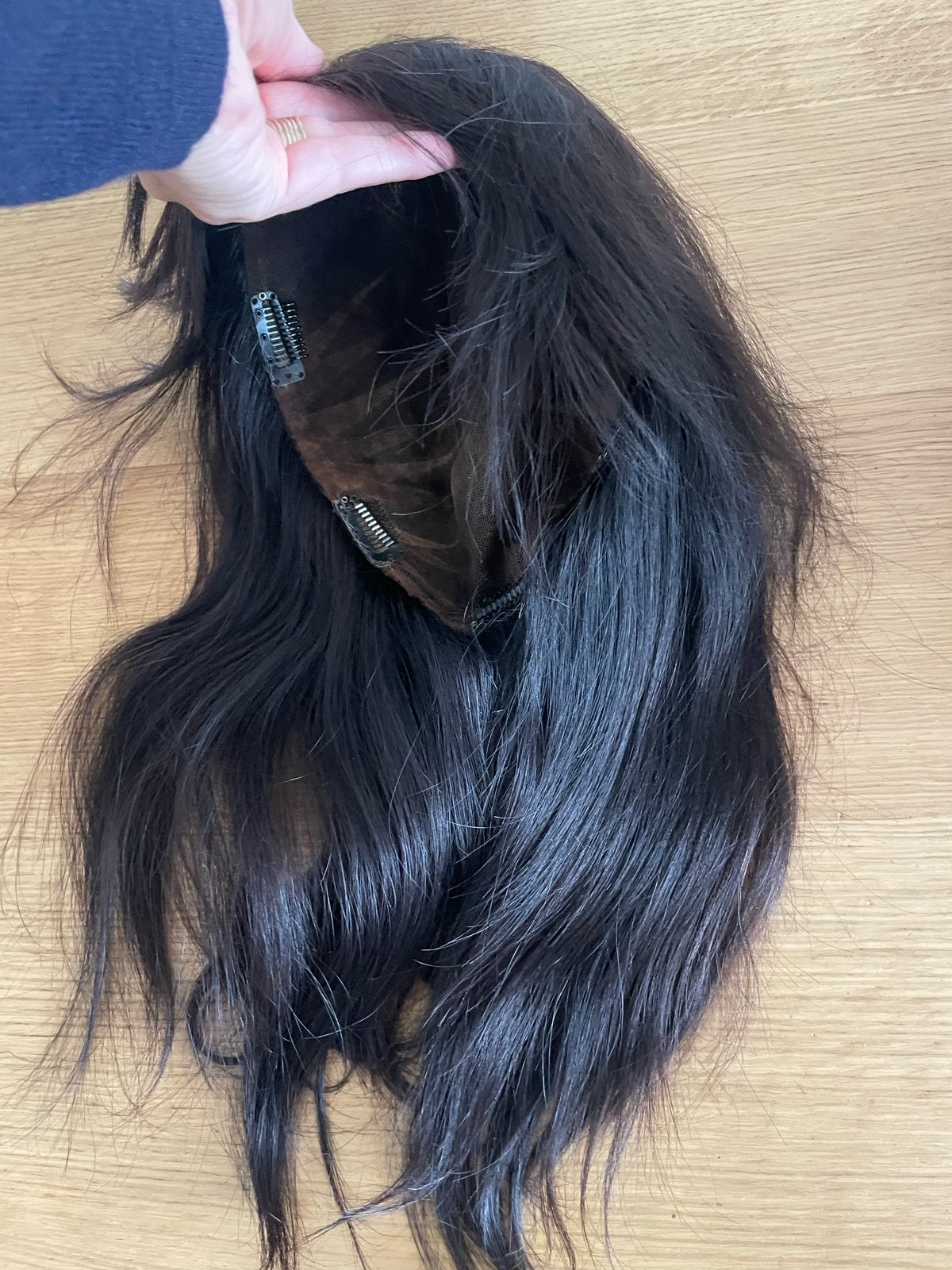 Donkerbruine pruik van Hairconsultancy Bussum, Ophalen of Verzenden, Gebruikt, Pruik of Haarverlenging