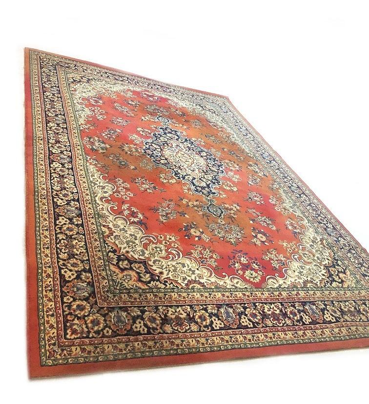 Groot Oosters vloerkleed / Perzisch tapijt wol vintage, Huis en Inrichting, Gebruikt, Groen, 200 cm of meer, Ophalen of Verzenden