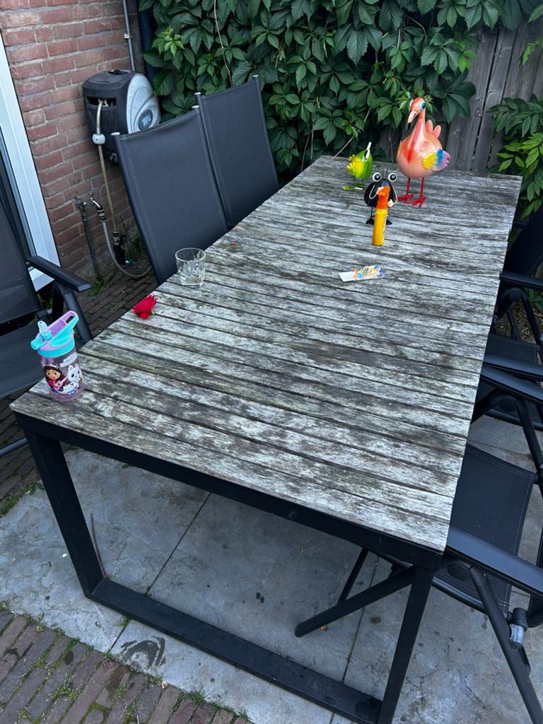 Tuintafel 198x100 6 persoons, Ophalen, Gebruikt, Rechthoekig, Hout