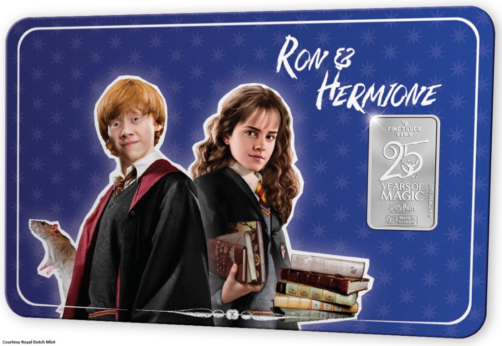 Nederland 25 Years of Magic versie Ron en Hermelien Ag 0,999, Postzegels en Munten, Setje, Zilver, Overige landen, Overige waardes