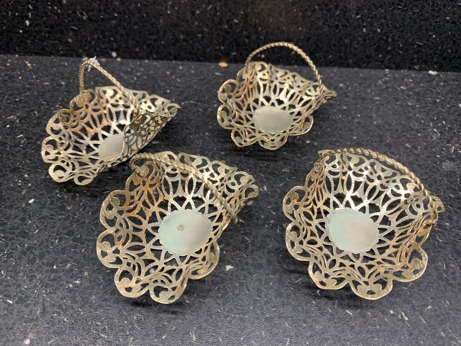 Set van 4 decoratieve zilverkleurige mandjes, Ophalen of Verzenden