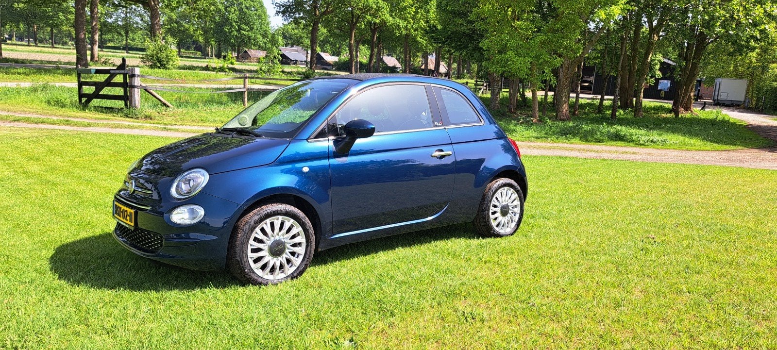 Fiat 500C 1.2 69pk 2018 Blauw, Voorwielaandrijving, 4 cilinders, Cabriolet, Bedrijf
