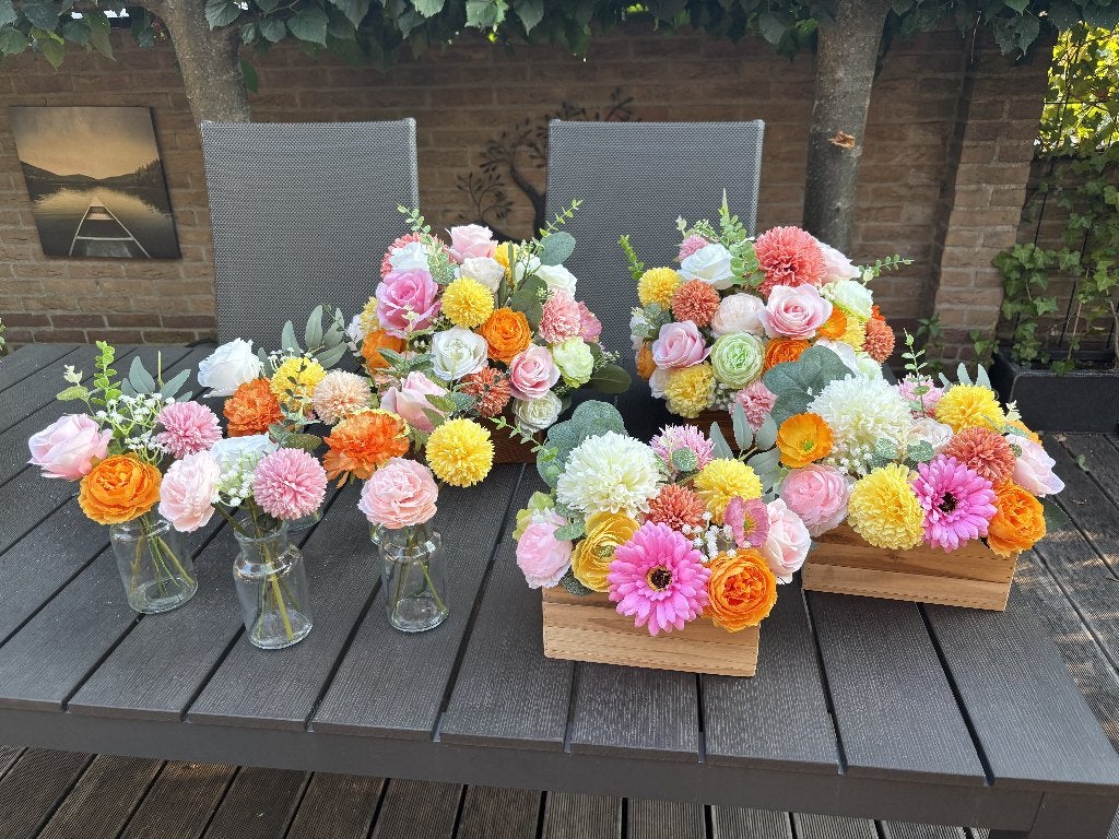 Bruiloft decoratie bloemstukken, Ophalen, Binnen, 30 cm, Zijde