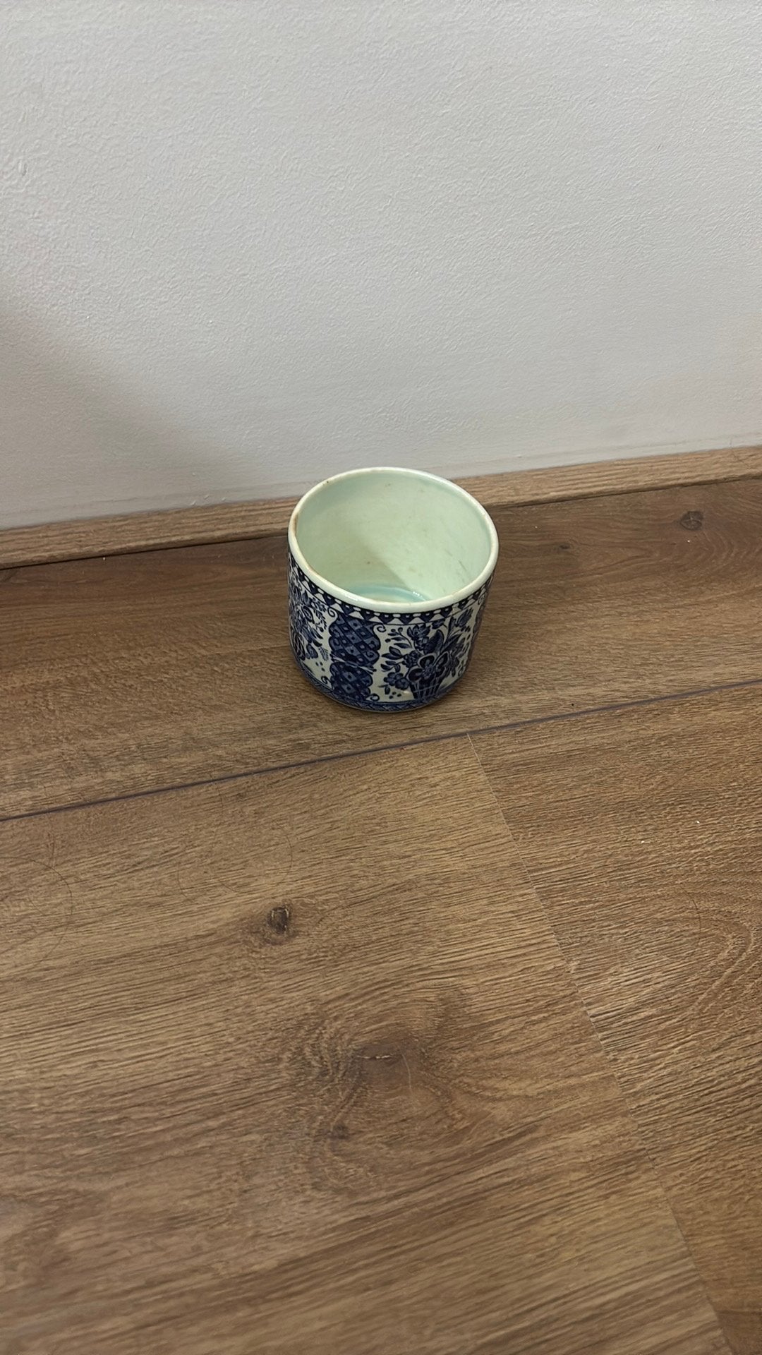 vintage Delfts blauwe bloempot, Ophalen, Rond, Zo goed als nieuw, Aardewerk