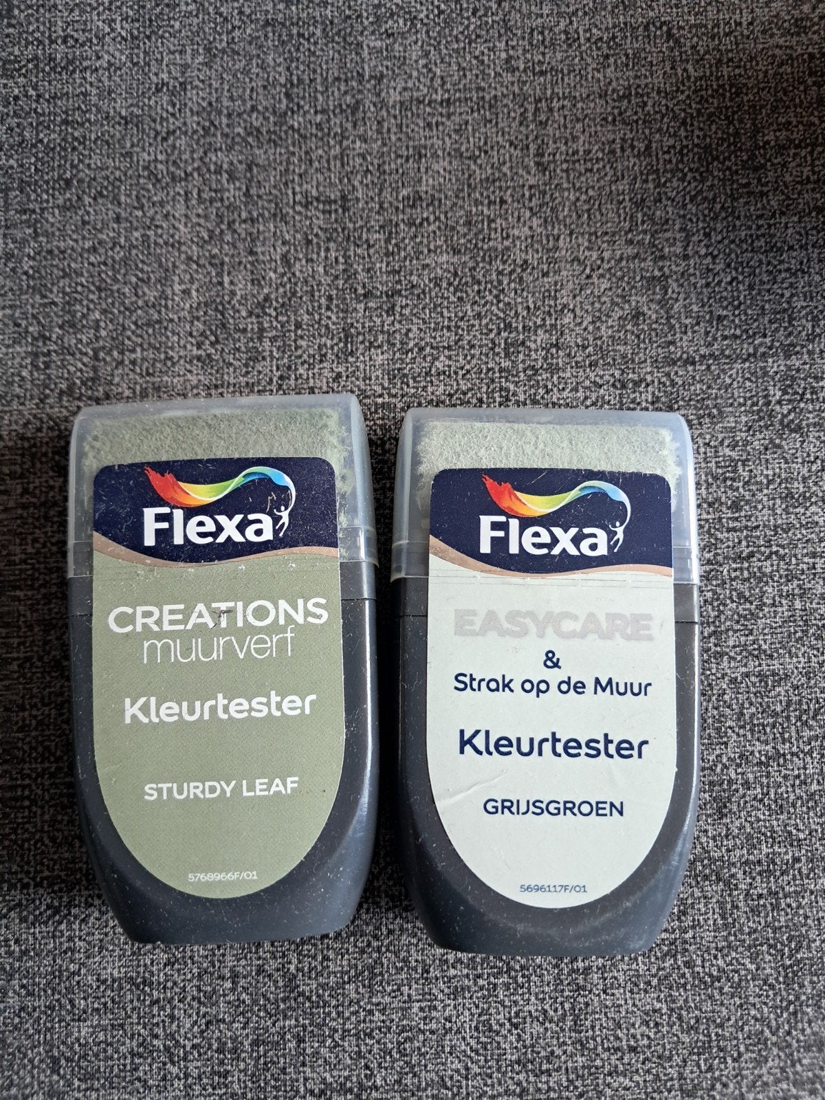 Flexa Kleurtesters: Sturdy Leaf & Grijsgroen Muurverf, Gebruikt, Ophalen of Verzenden, Verf, Minder dan 5 liter
