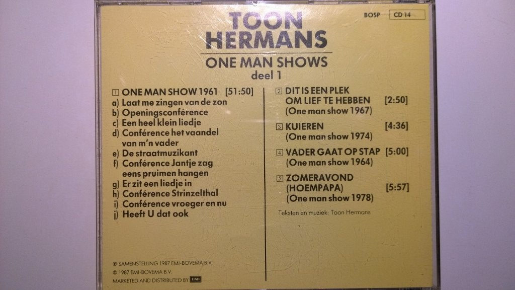 Toon Hermans - One Man Shows Deel 1, Cd's en Dvd's, Ophalen of Verzenden, Zo goed als nieuw, Album