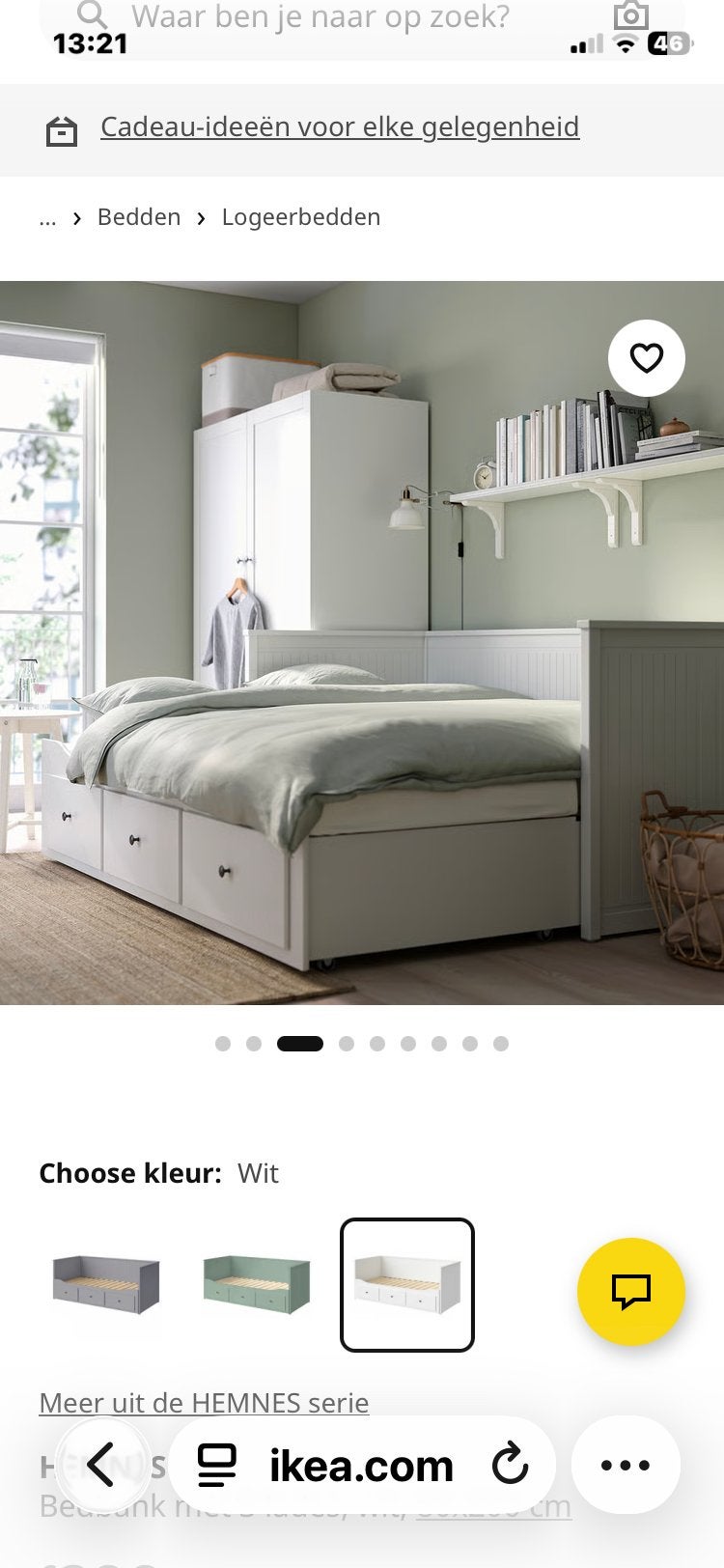 IKEA Hemnes Dagbed met 3 lades - oud roze, Ophalen, Wit, Tweepersoons, 80 cm