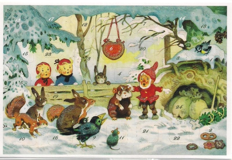 Adventskalender Kaart: Kabouter met de dieren bos - 12409, Ophalen of Verzenden, Nieuw
