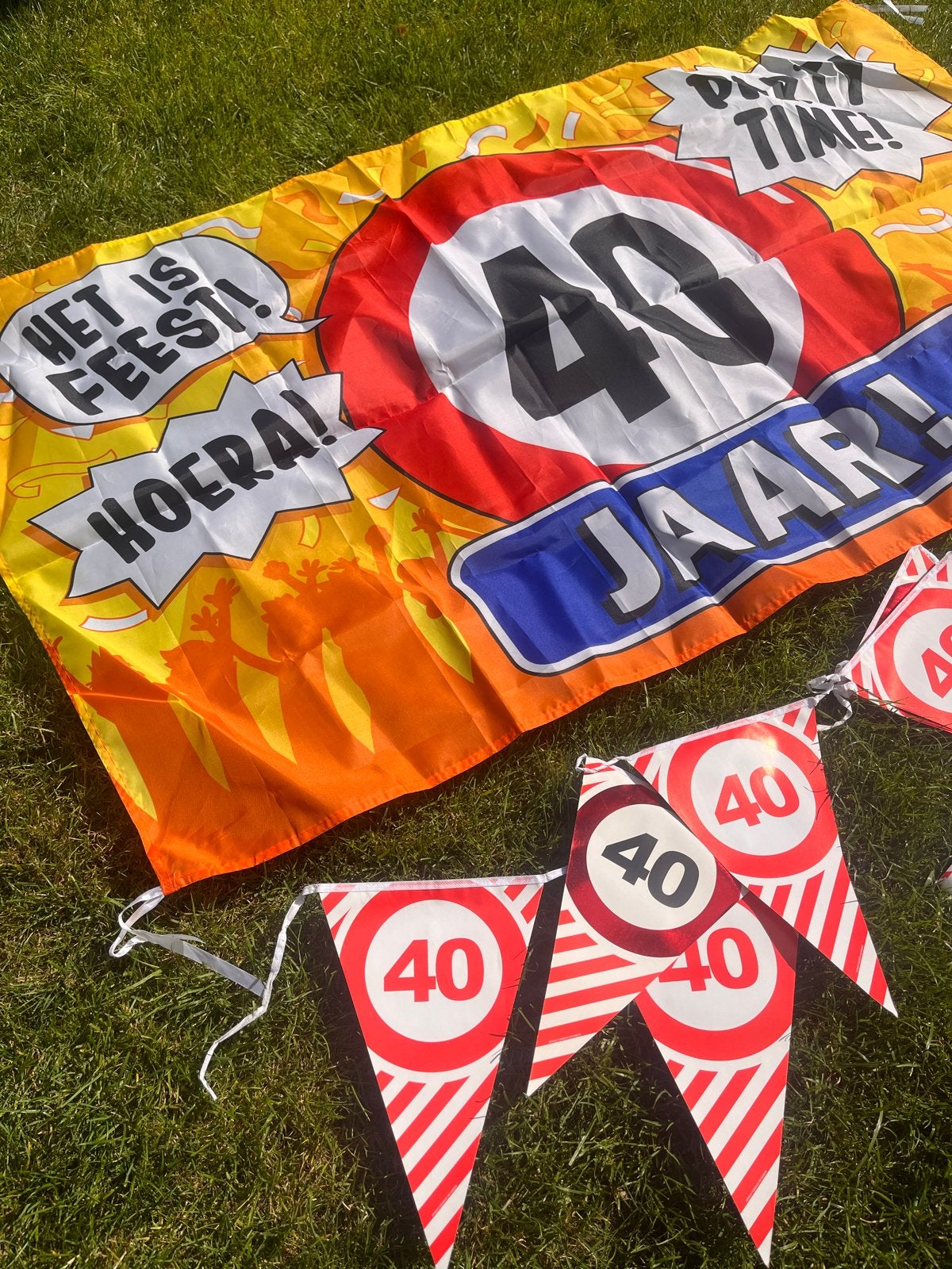40 Jaar Feestpakket: Vlag en Vlaggenlijn, Ophalen, Gebruikt, Versiering, Verjaardag