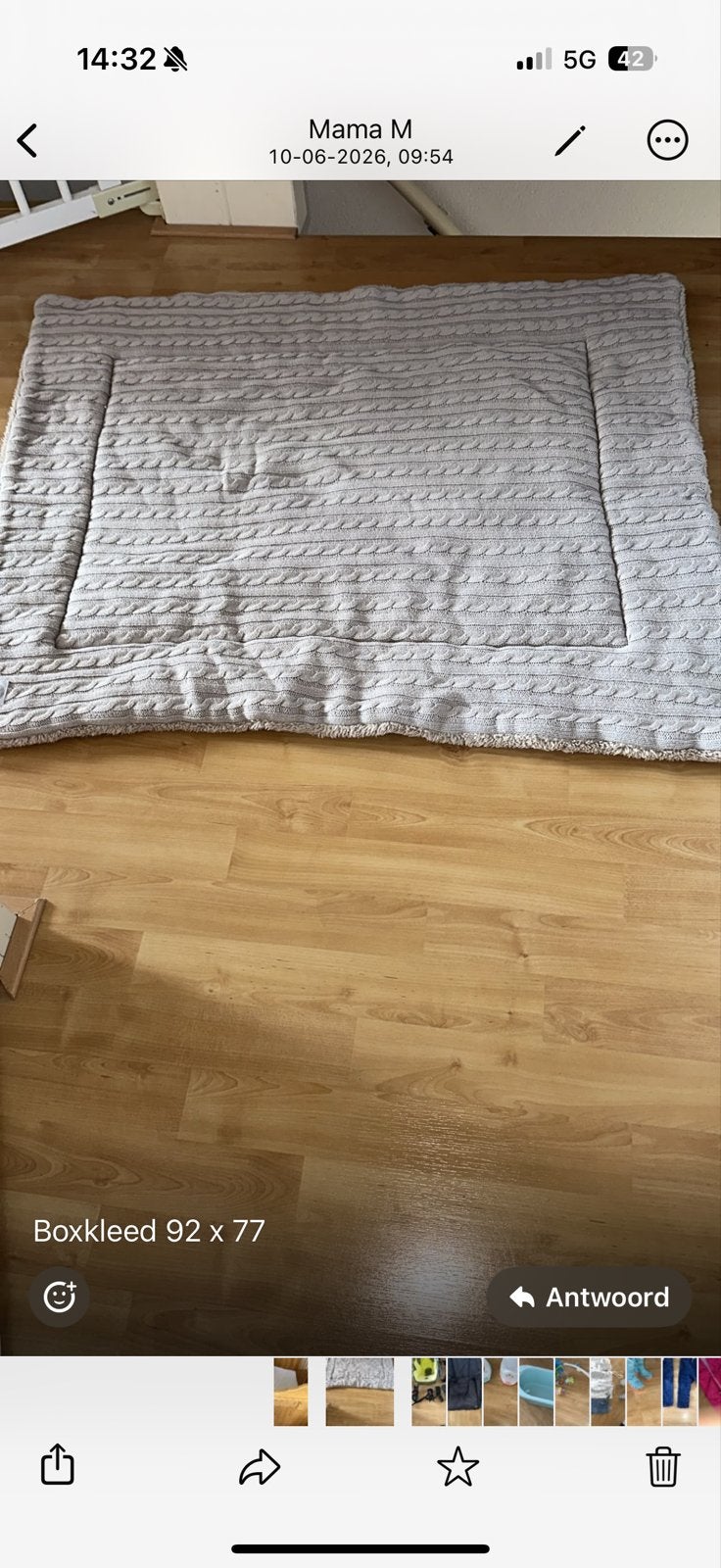 Boxkleed 92 x 77 cm - Grijs gebreid patroon, Ophalen, Gebruikt