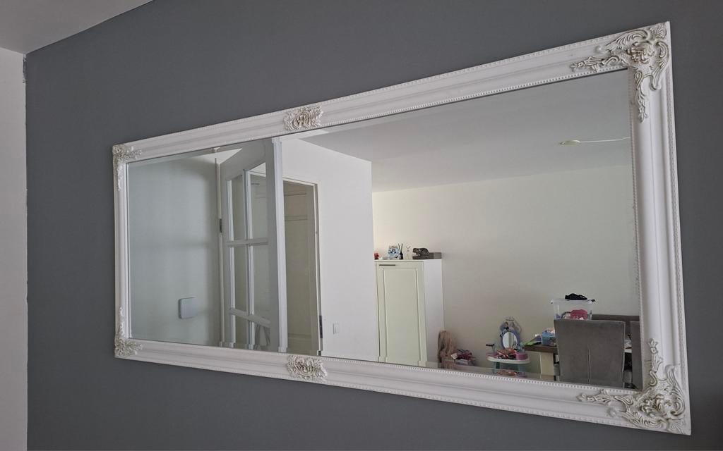 Mooie spiegel ( gebroken wit) 70x160cm. MOET NU WEG, 125 cm of meer, Ophalen of Verzenden, Zo goed als nieuw, Minder dan 100 cm