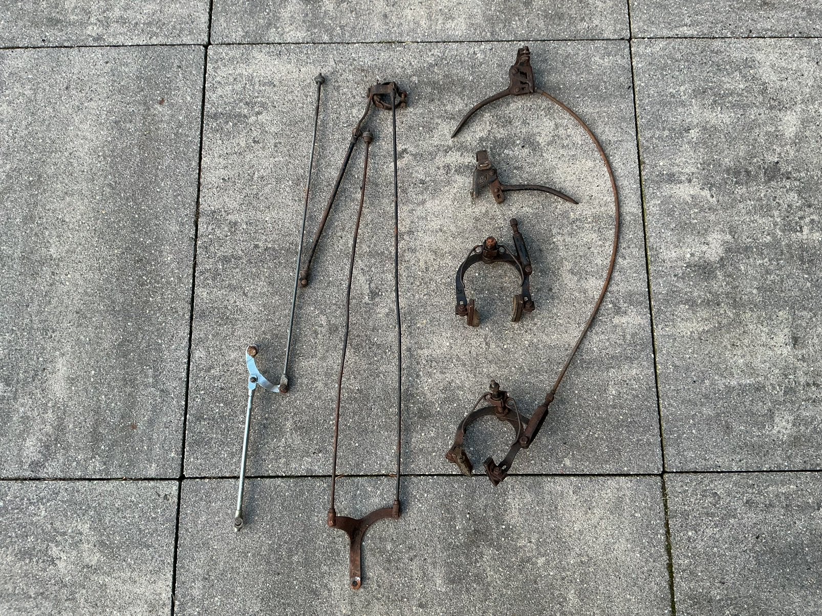 OLDTIMER FIETS VELG REMMEN MET STANGEN EN KABEL BANDREMSTANG, Fietsen en Brommers, Fietsonderdelen, Ophalen of Verzenden, Gebruikt