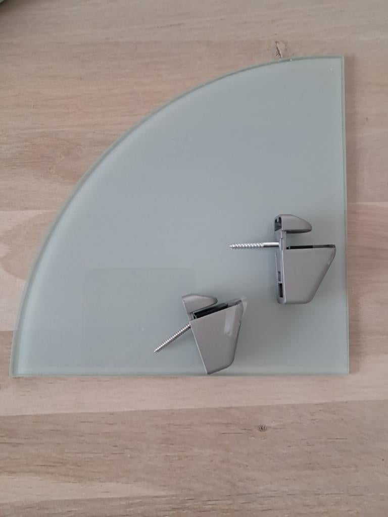 Glazen hoekplankje met plankendragers. Ophalen., Ophalen, Minder dan 50 cm, Gebruikt, Rond