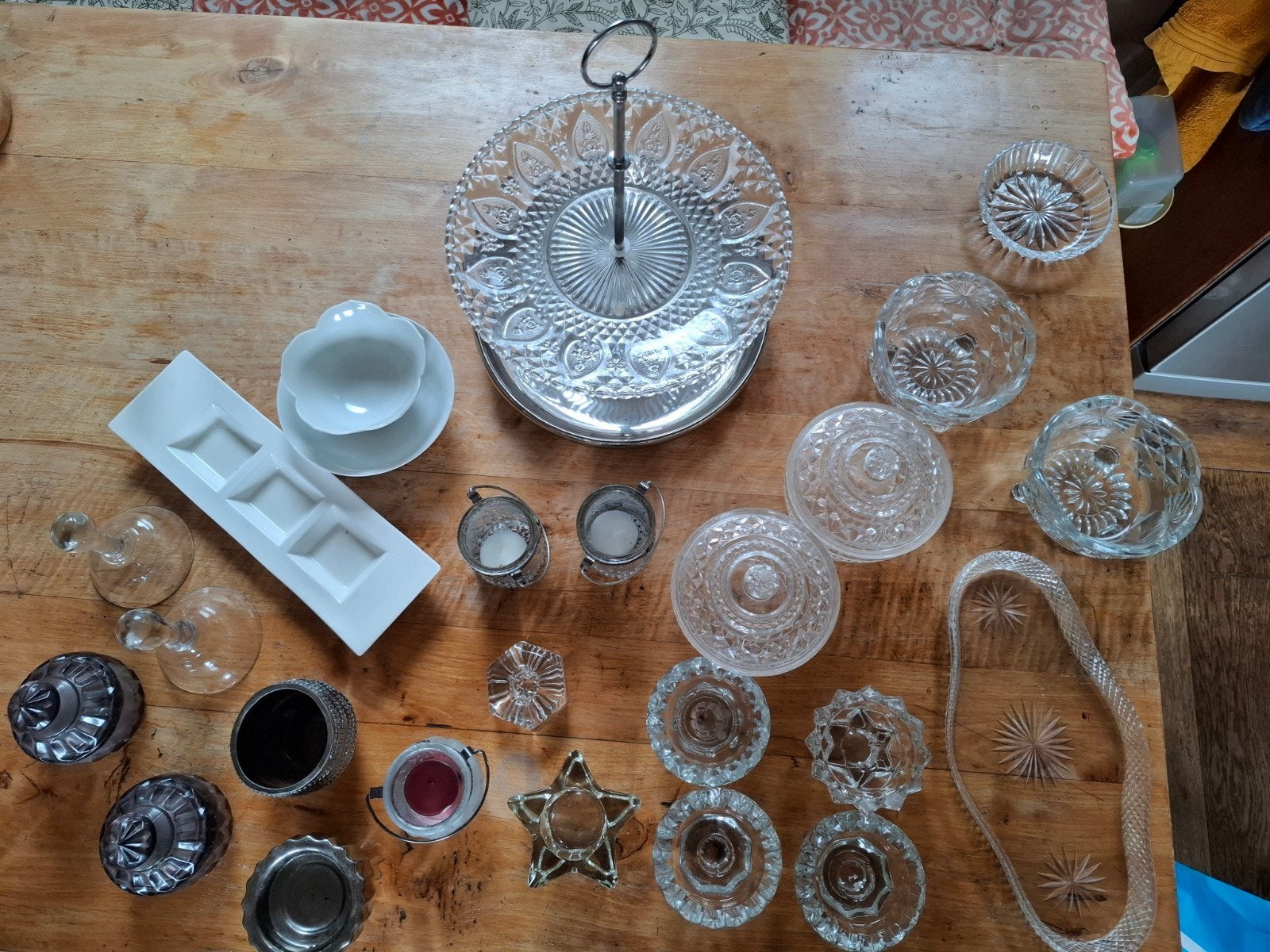 Diverse glazen schaaltjes, waxinelichtjes, Antiek en Kunst, Antiek | Glas en Kristal, Ophalen