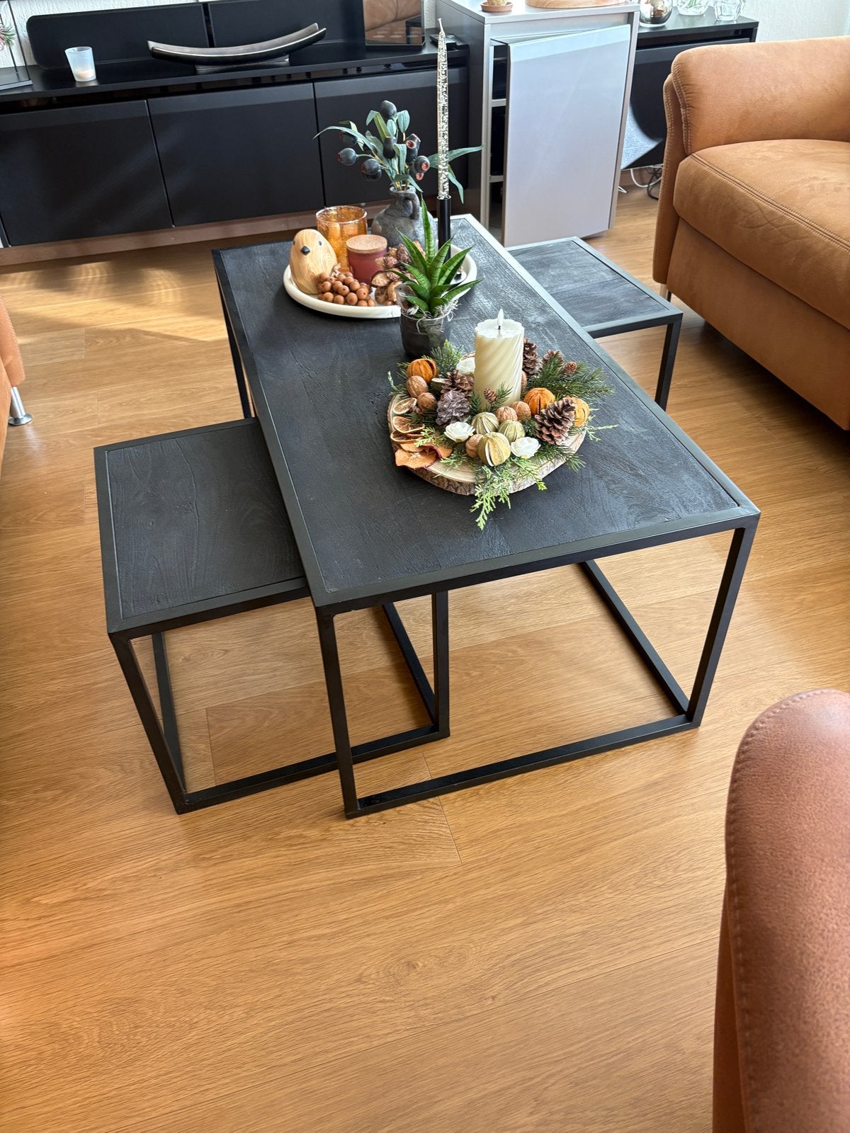 Set van 3 zwarte salontafels - Modern en stijlvol, Huis en Inrichting, Ophalen, 50 – 75, 50 tot 100 cm, Zo goed als nieuw