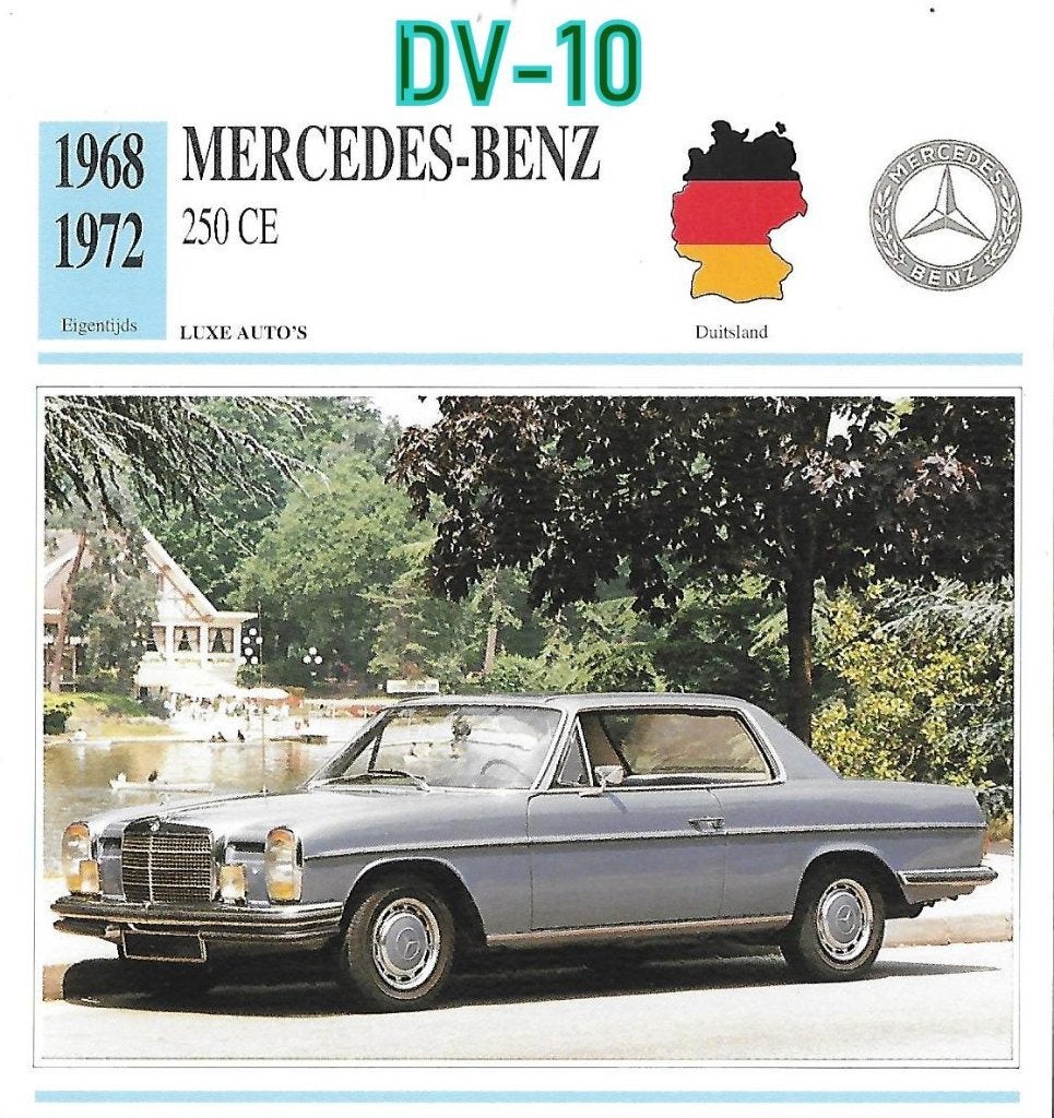 Dv10 autokaart mercedes benz 250 ce( 1968 -1972, Ophalen of Verzenden, Zo goed als nieuw, Auto's