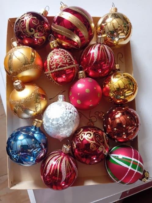 15 vintage glazen kerstballen kerstboom kerstmis, Diversen, Ophalen of Verzenden, Gebruikt