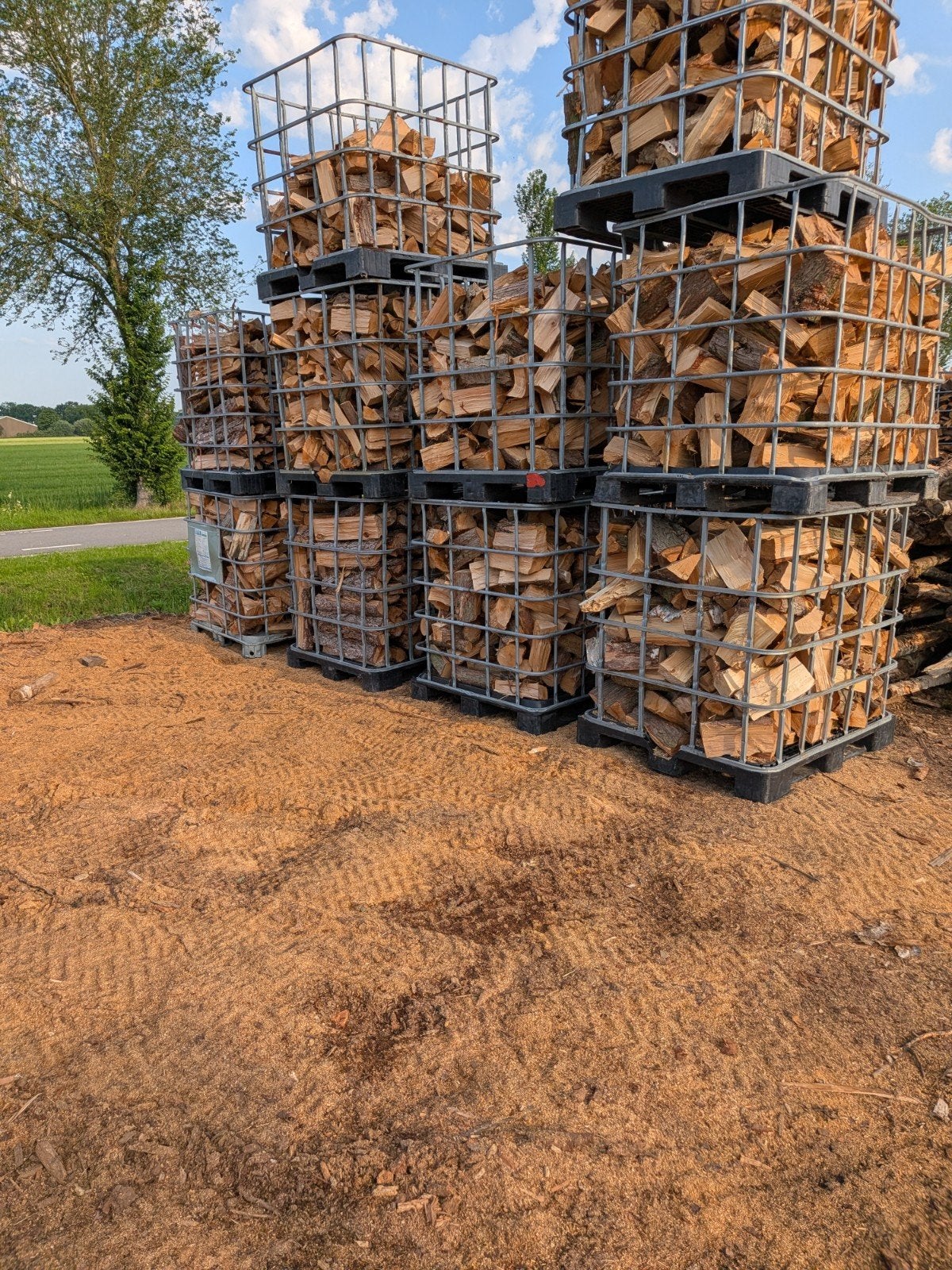 €75 per kuub droog hout mix wilg berk populier conifeer, Tuin en Terras, Haardhout, Minder dan 3 m³, Ophalen