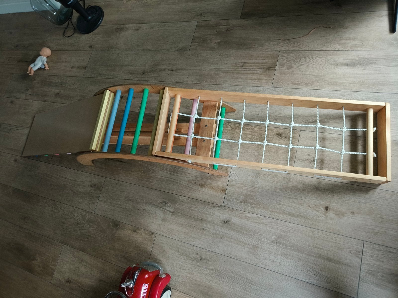 Binnen klimrek met glijbaan en klimnet, Ophalen, Gebruikt, Klimnet