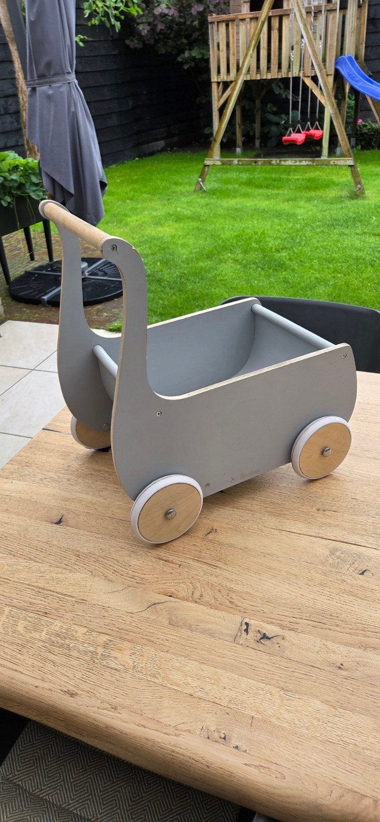 Pinolino Mette Houten Loopwagen / Poppenwagen Grijs, Ophalen, Gebruikt, Duw- of Trekspeelgoed