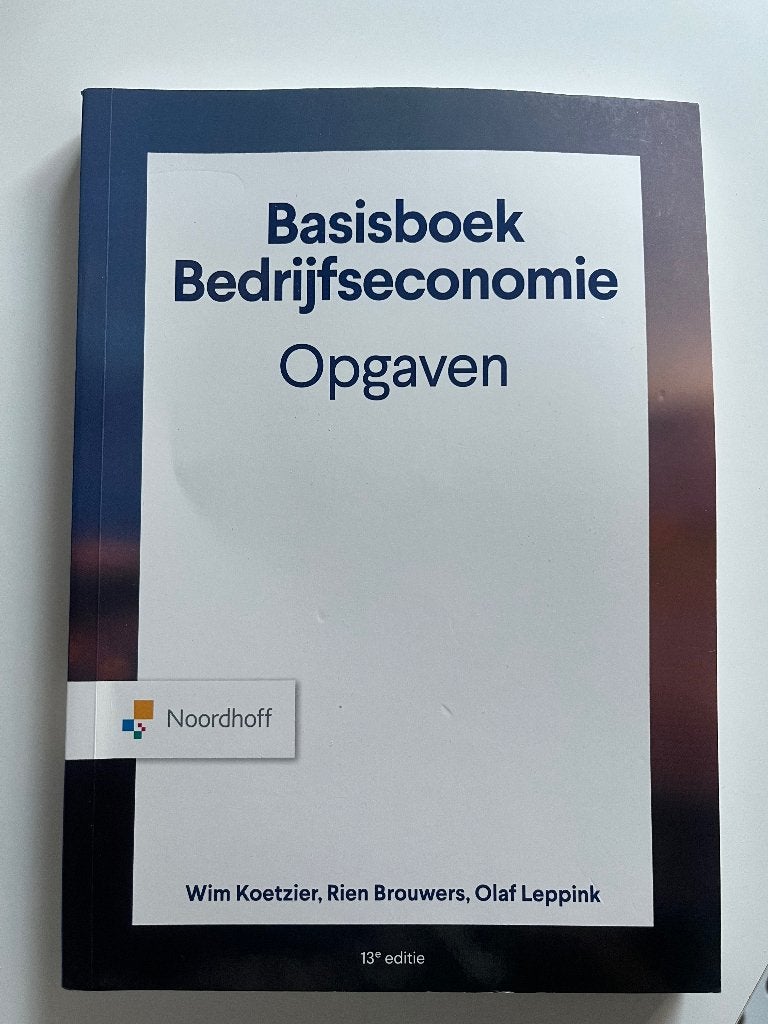 Basisboek bedrijfseconomie opgaven, Verzenden, Noordhoff, Zo goed als nieuw, Economie en Marketing