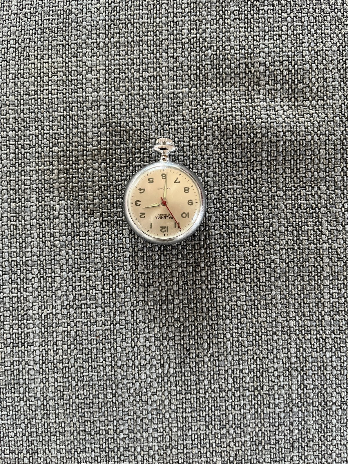 Vintage Palerma Zakhorloge - Zilverkleurig, Sieraden, Tassen en Uiterlijk, Overige merken, Overige materialen, Zakhorloge, Ophalen of Verzenden